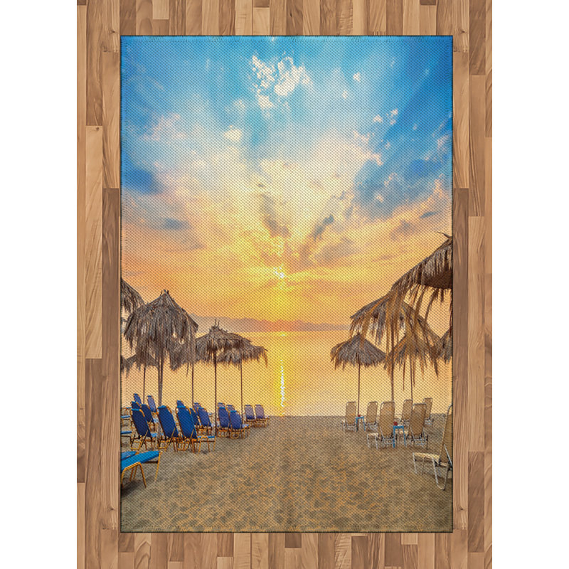 Summer High Density Long Fiber Poly Threads Decorative Area Rug Carpet, Rectangle 4' x 5'8"