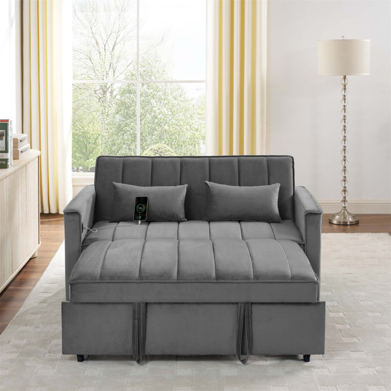 Versatile Upholstered Sofa with Pull - Out Function, Adjustable Backrest and Ample Storage Space for Multiple Living Spaces