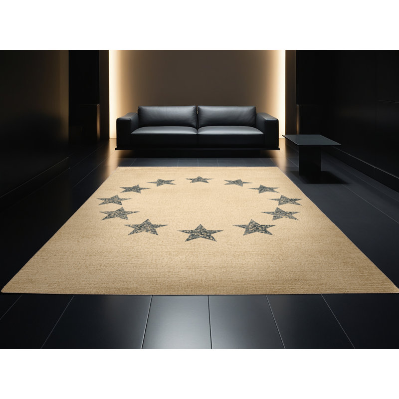 Soft Plush Espinal July 4Th Modern & Contemporary Abstract Area Rug in Brown – Beige Binding, 2x3
