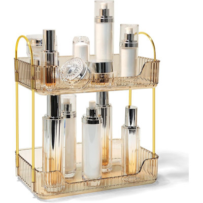Organisateur de comptoir de salle de bain à 2 niveaux - Étagère de rangement pour les soins de la peau et le maquillage