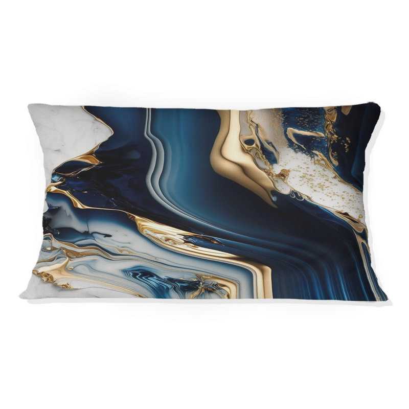 «Abstract Geode Waves Blue V» - Coussin imprimé, H 12 po x l 20 po, Rectangulaire