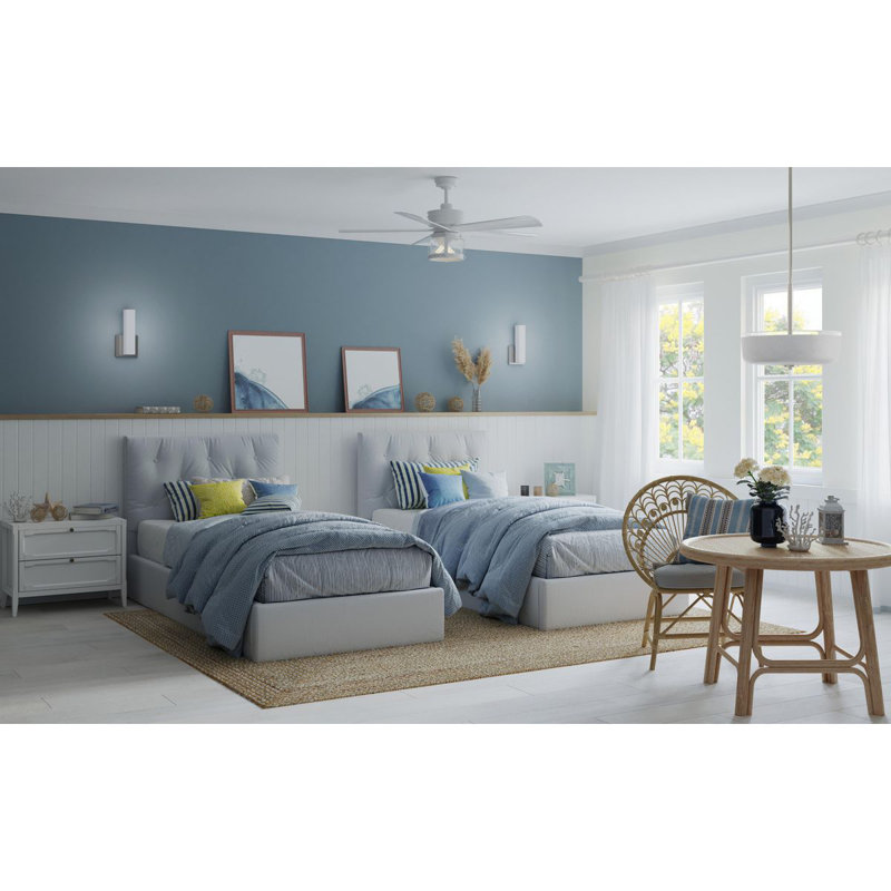 Trinika 56" Clarence 5 - Blade LED Standard Ceiling Fan with Remote Control and Light Kit Included, Satin White