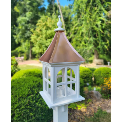 Large Copper Roof Bird Feeder, Square Design