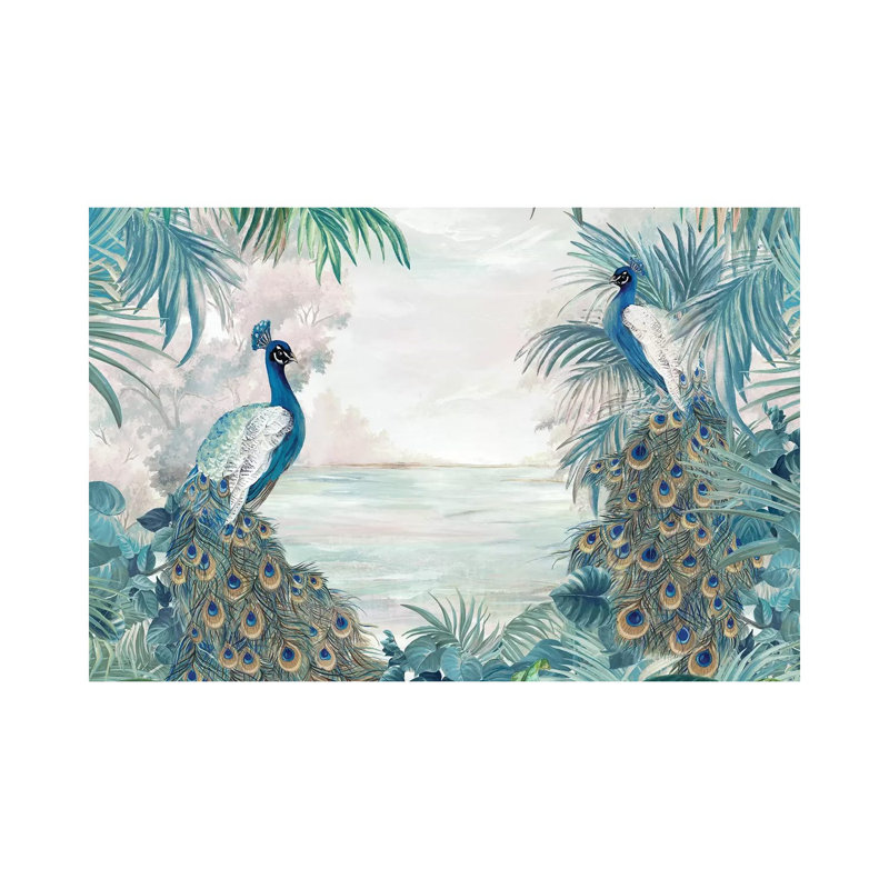 Indian Peafowls - Print on Canvas, Wrapped Canvas, 66.04 cm H x 45.72 cm W x 1.91 cm D