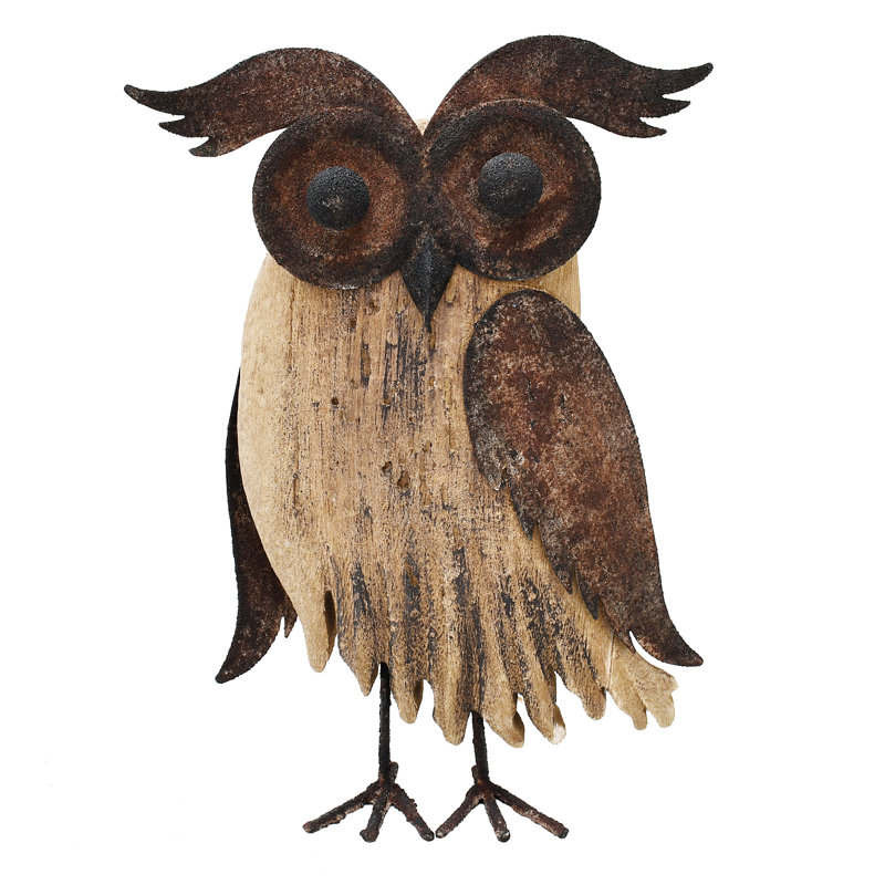 Rustic Owl Decorations for Home Decorative Wood Owl Figurine Statues Night Owl