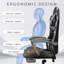 Fauteuil de jeu ergonomique en similicuir noir et blanc avec repose-pieds