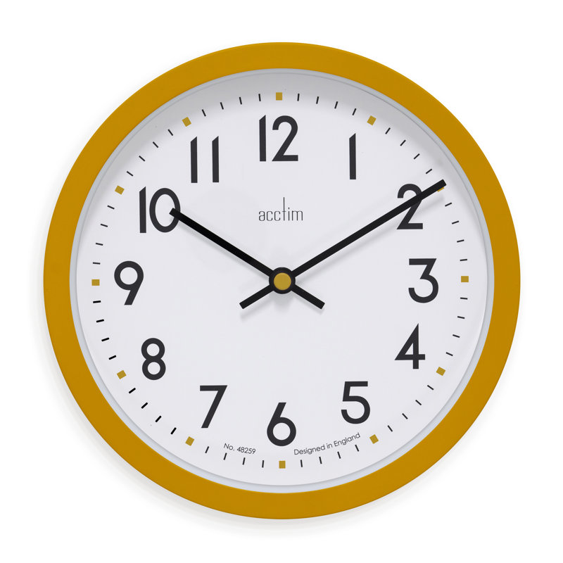 Acctim Elstow Small Kitchen Wall Clock Quartz Retro Style 20cm, Mustard