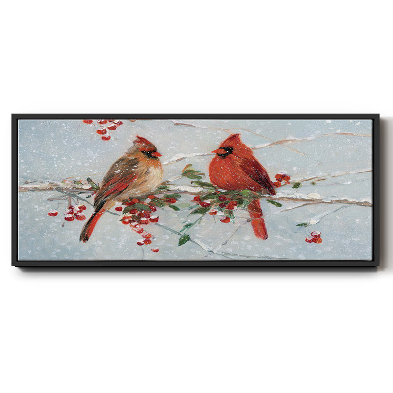 Cardinals in Winter- Framed Canvas
