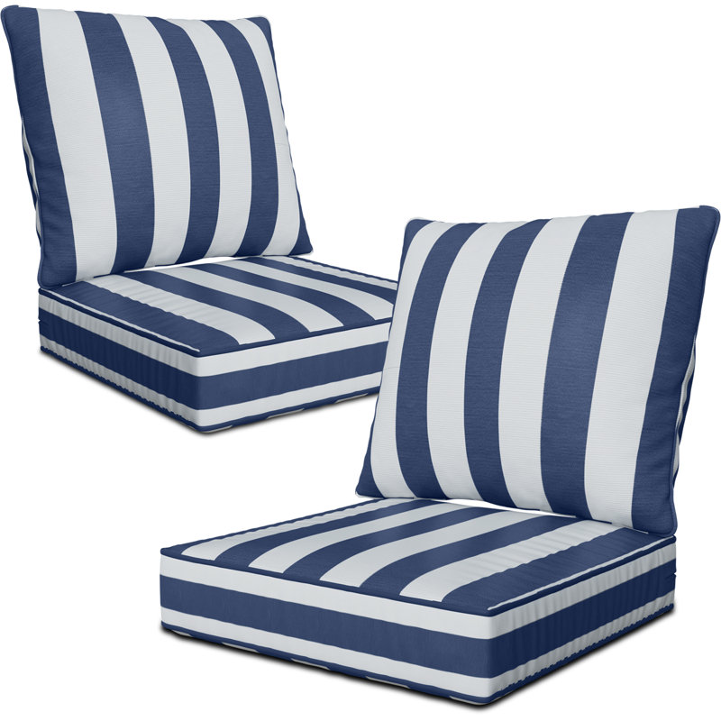 24" X 24" X 6" Outdoor Deep Seat Cushions Set - 2, 2, Blue Striped