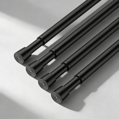 No Drill Spring Tension Curtain Rods Adjustable Expandable Rod For Windows, Sturdy Anti-Slip Design, Easy Installation Without Tools, Set Of 4