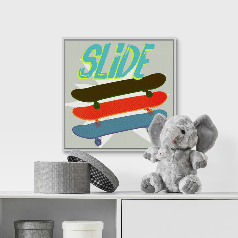 Art sur toile sk8r ii Sieber, Cadre flottant blanc, H 16 po x l 16 po x P 1,75 po