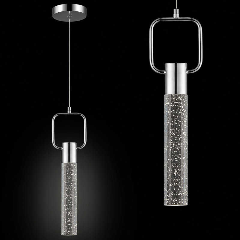 Luminaire suspendu en cristal Brevick, Argent, Carré, 1 lumières