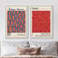 "Classical Artwork Net In Blue, Red Dots Accumulation" par Yayoi Kusama, reproduction d'art sur toile encadrée japonaise 2 pièces-91069485-91069487
