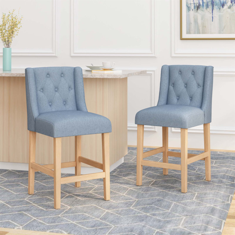 Ensemble de 2 tabourets de comptoir à oreilles capitonnés en tissu Vienna Vienna de 27 po, alliant style et confort pour les cuisines modernes