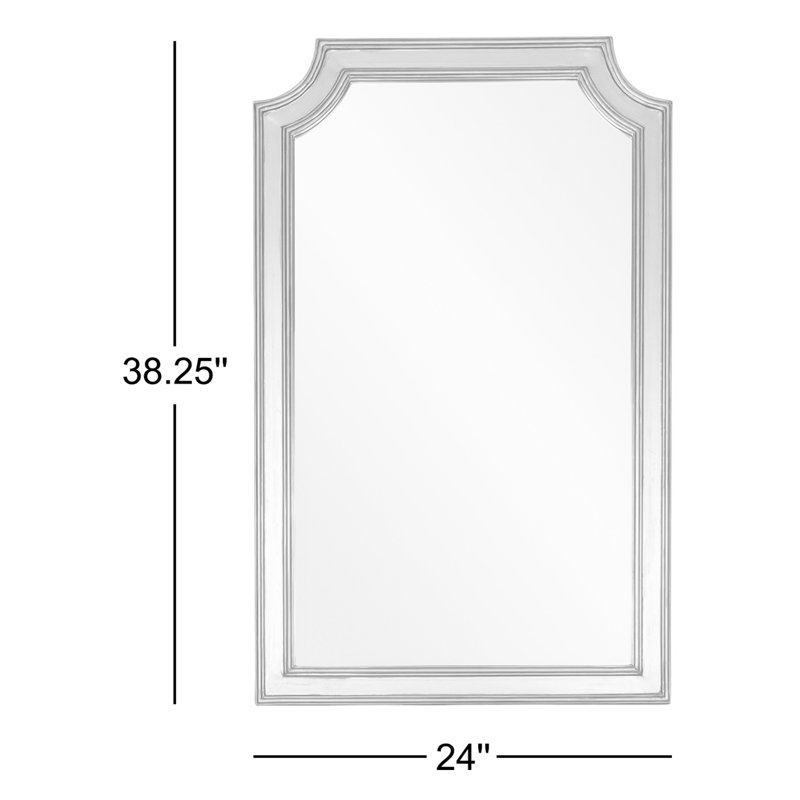 Wood Rectangle Wall Mirror, White Wash