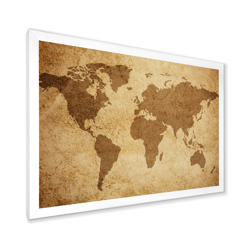 Ancienne carte du monde V - reproduction d'art sur toile, H 16 po x l 32 po x p 1 po, Blanc