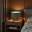 Lampe de table à contrôle tactile 11,8 po avec abat-jour en velours orange et base en bois massif, homologuée UL, douille E26 pour chambre à coucher, salon ou salle d'étude-169550760-169550762