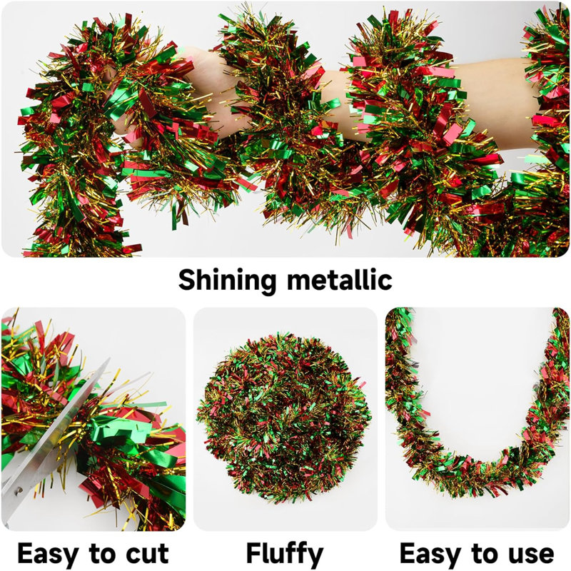 Anistasia Faux Garland, 9.05cm H x 3.89cm L x 5.15cm D, Green/Red/Gold