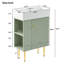 Meuble-lavabo vert 21,6 po, armoire combinée, meuble de rangement pour salle de bain, lavabo simple en céramique, rangement à gauche-116234457