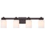 Éclairage pour salle de bain 4 lumières 32 po en bronze huilé avec abat-jour en verre givré blanc laiteux, luminaire pour salle de bain sur miroir-131234229-131234232