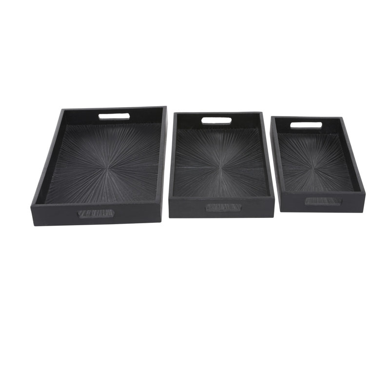 Ensemble de 2 tables basses Mango Wood, Noir, H 3 po x l 13 po x L 18 po