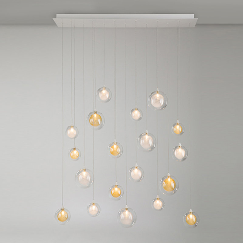 19 - Light Pendant, Clear/Gold