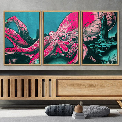 " Spray Paint Monster Sea Octopus Graffiti & Street Art Comic Book Modern Art Urban Portrait " 3 - Pieces