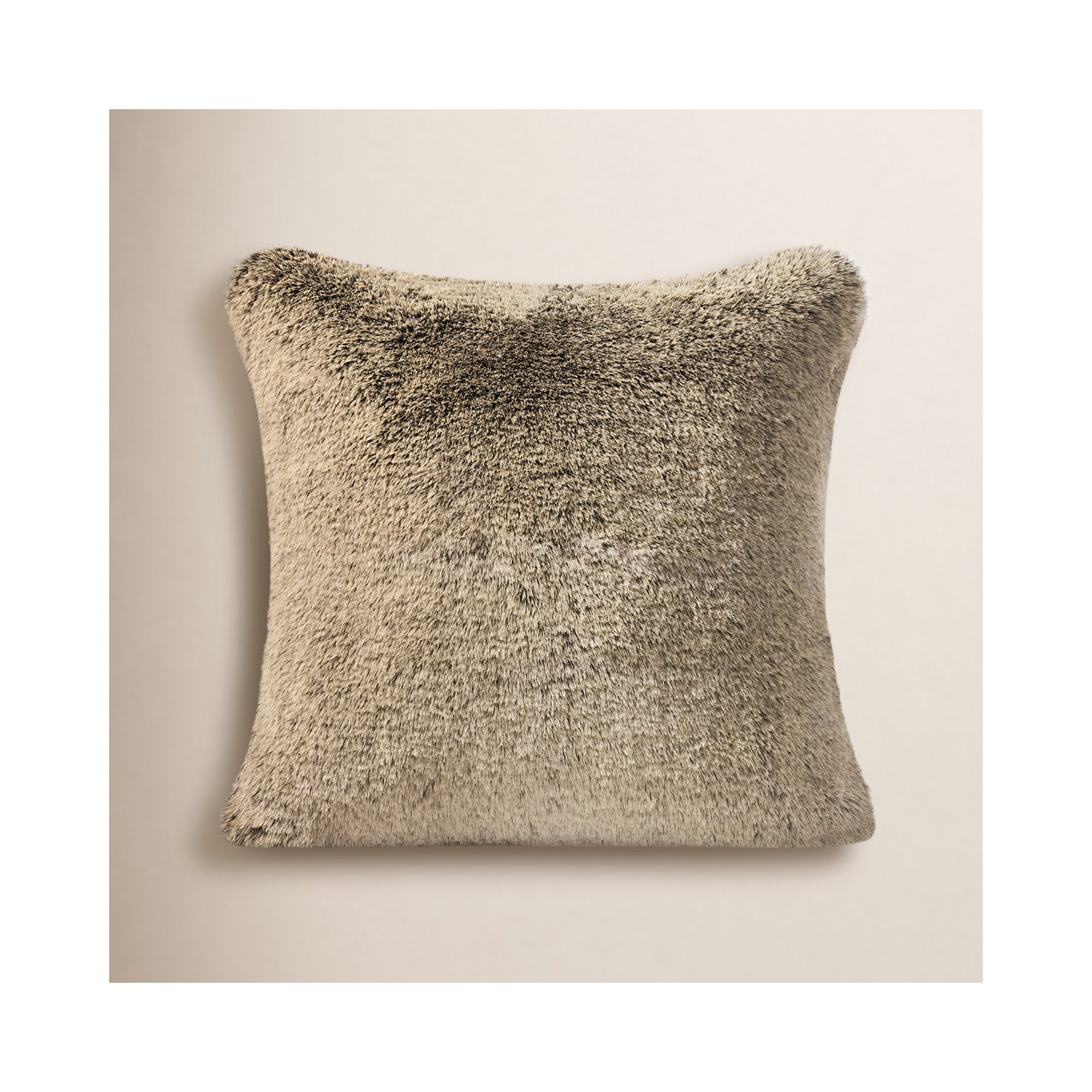 Luxury Soft Faux Chinchilla Fur Throw Pillow Cover 1 Pack, 20”x20”, Square 20", Brown Sable