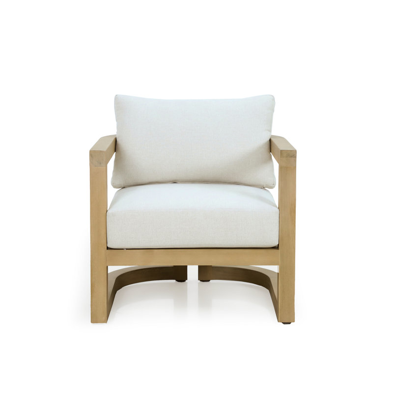 Emory Single Acacia Wood Club Lounge Chair With Light Teak Finish