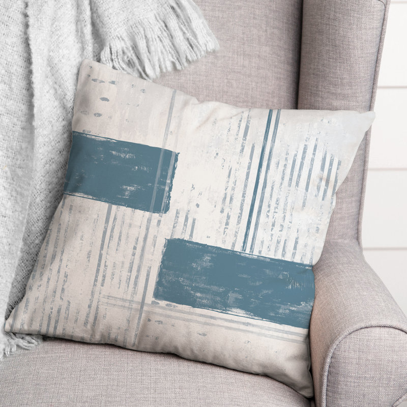 Geometric Outdoor Reversible Throw Pillow, Blue