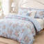Ensemble de literie pour grand lit double, édredon en microfibre à motif floral bleu pour la maison