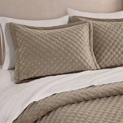 3-Piece King Velvet Coverlet Mini Set,Taupe