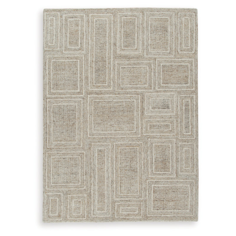 Gray Geometric Hand-Tufted Wool and Synthetic 5' x 7' Rug