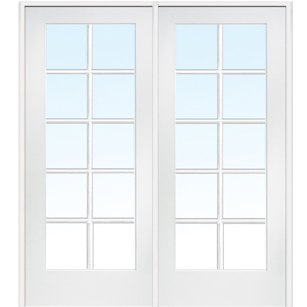 Felicia Clear Glass French White Doors with Installation Hardware Kit