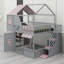 Lit superposé Kids Playhouse avec escalier de rangement intégré et tablettes ouvertes-129444764
