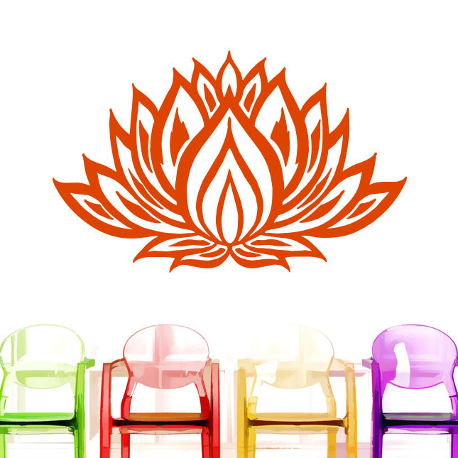 Décalcomanie murale fleur de lotus mehndi, Orange