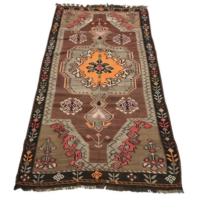 Ghelim One-of-a-Kind Wool Black/White/Brown/Beige Rug