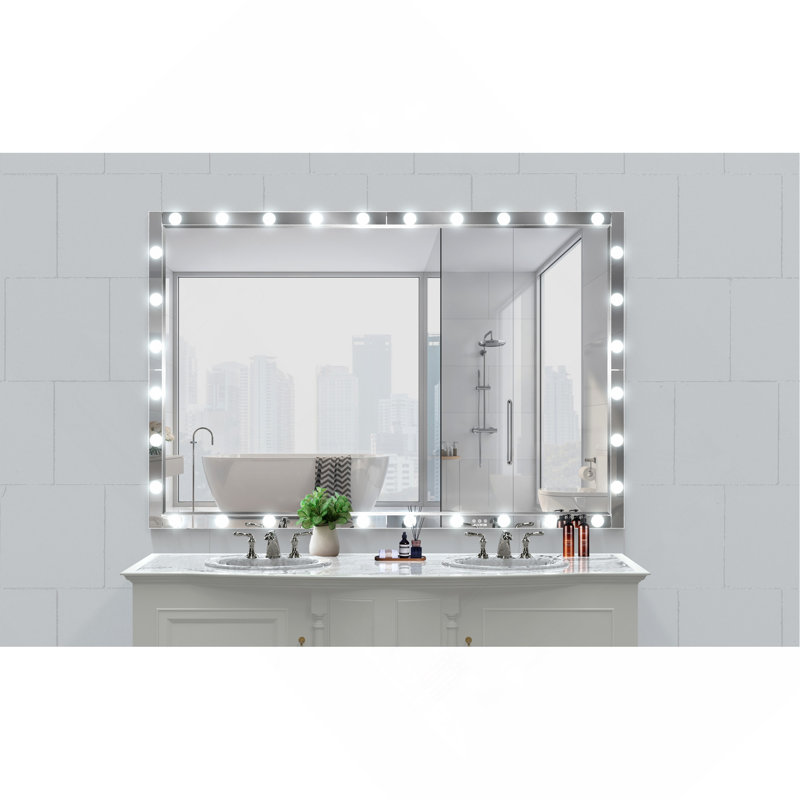Extra - Large LED Full - Body Vanity Mirror: 3 Color Mode Lights, Aluminum Frame, Hang Vertically Or Horizontally, Perfect For Dressing Rooms & Bedroom, Silver