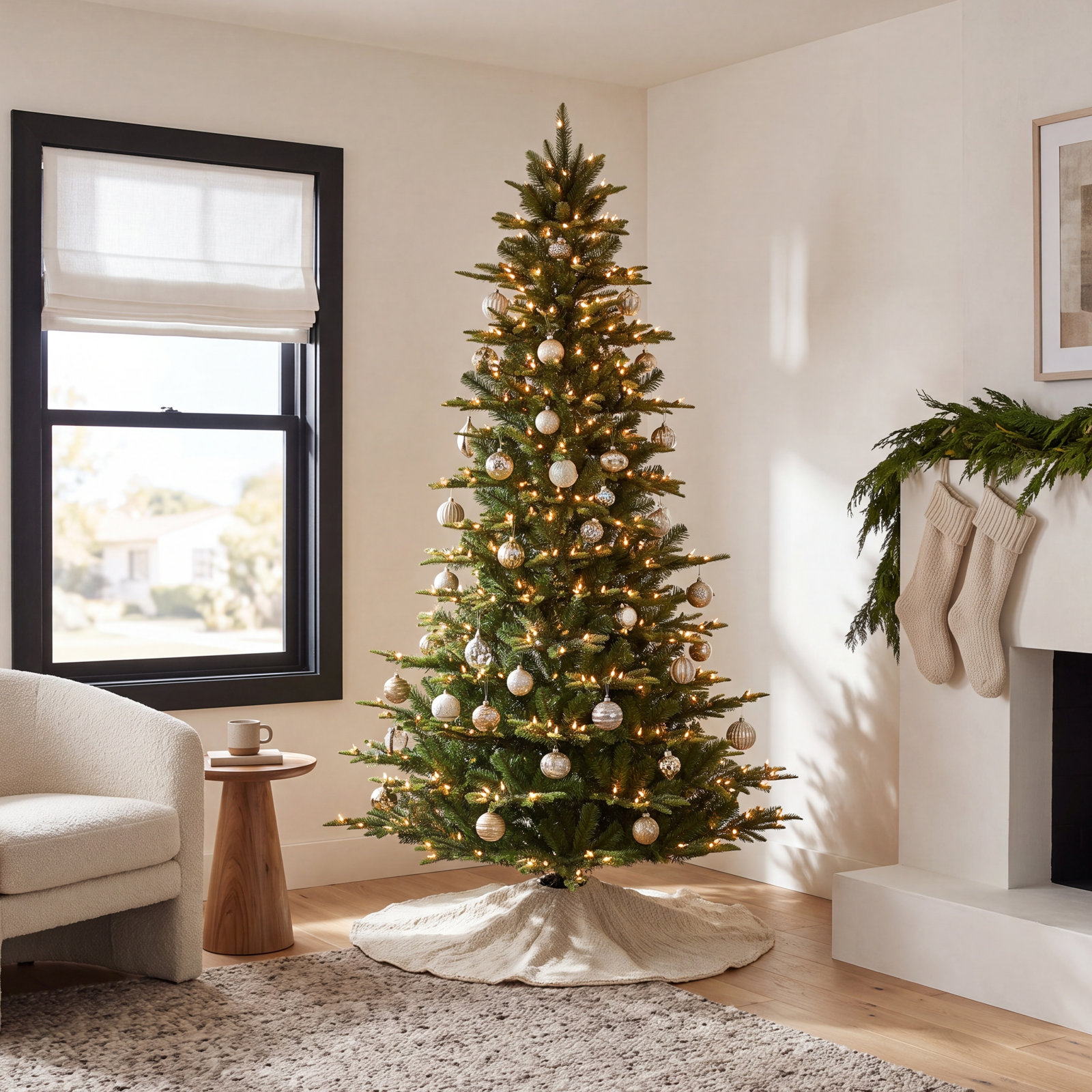 Lighted Artificial Fir Christmas Tree, 6.5'