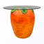 Table d'appoint en forme de carotte avec plateau en verre