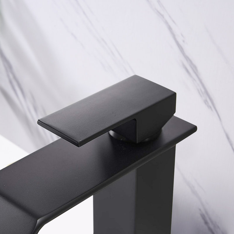 Single Handle Stainless Steel Bathroom Sink Faucet, Matte Black