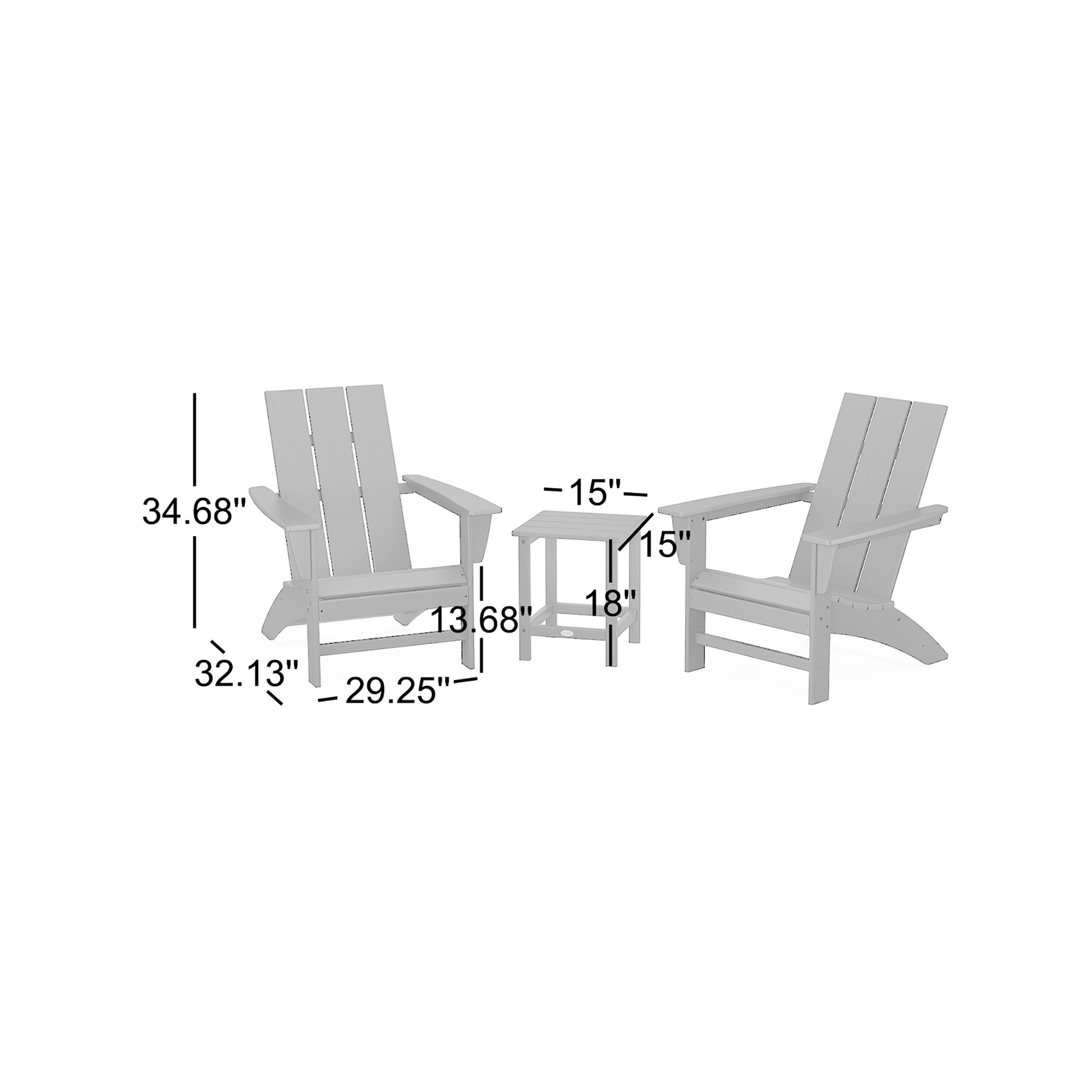Modern Adirondack 3 Piece Seating Group, Green