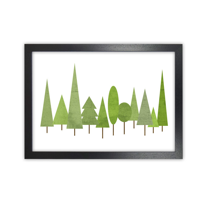 Scandinavian Trees Landscape Original - Print, Black Frame, 59cm H x 84cm W x 3cm D