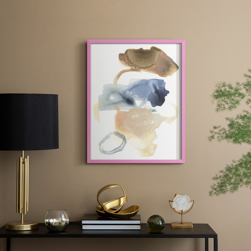 Lunar Geology II, reproduction encadrée - bois massif, H 21 po x l 17 po, Encadré rose