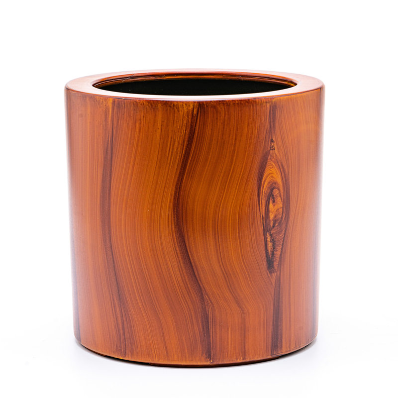 7.8 In. Dark Wood Plastic Self-Watering Planter Pot