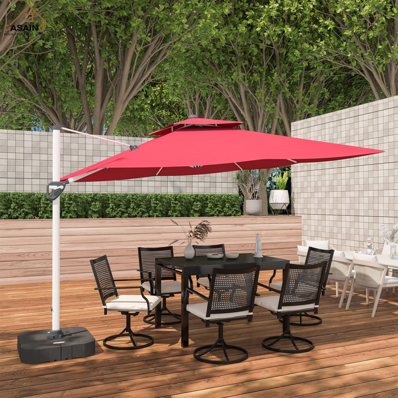 Parasol carré en porte-à-faux 130 po Aleksandre, Rouge