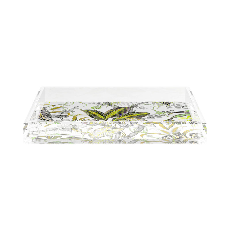 Amazonia Acrylic Square Decorative Tray, Mustard, 15"W x 15"D x 2"H