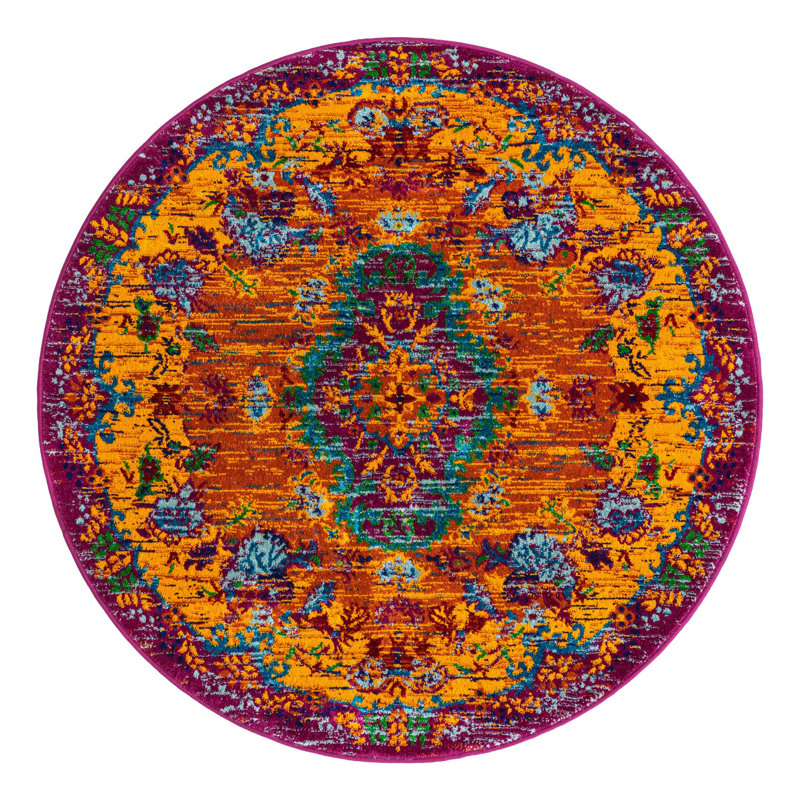 Tapis orange Calypso Orange_Unique Loom, Rond 4 pi