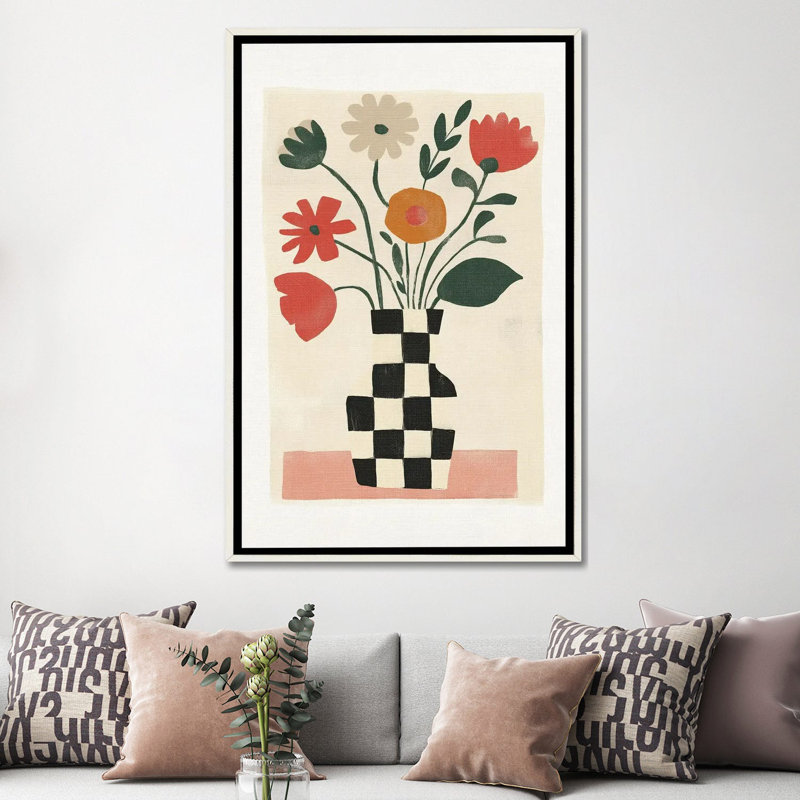 Fantaisie en fleurs - reproduction d'art murale - toile encadrée, H 60 po x l 40 po, Blanc patiné