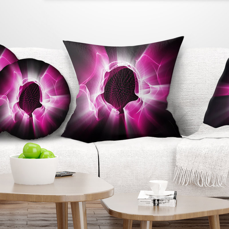 Fractal Light Shine - coussin imprimé abstrait, 16 po x 1 po, Coussin décoratif, Mauve